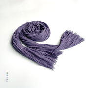 优雅の薰衣紫细长褶皱，棉丝巾春夏纯色棉麻围巾，轻薄软适文艺装饰