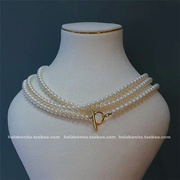 众小设计多种戴法天然淡水珍珠，气质ot复古金属，扣项链毛衣链礼物