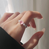 925纯银猫眼石爱心戒指女小众设计感食指戒时尚个性素圈指环戒子