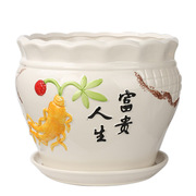 特大号大号花盆陶瓷，带托盘黄金葛吊兰花卉，盆栽通用营养土