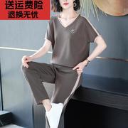 洋气减龄春夏季短袖T恤运动服套装女休闲时尚中老年妈妈装两件套