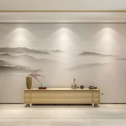 新中抽式象意境水墨山水墙纸酒店客厅电视背景墙壁布简约艺术壁画