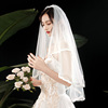 新娘婚纱头纱结婚短款蕾丝蓬蓬，白色主题头饰，森系超仙旅拍拍照领证
