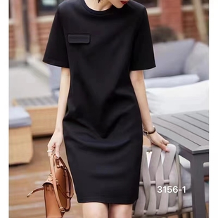 春夏女装连衣裙短袖修身黑色，常规显瘦气质时尚休闲女装裙子