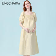 孕妇连衣裙夏季纯棉夏装，大码小个子宽松夏款2023法式长款裙子