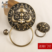 老式古铜拉手门把手兽环大门头，中式大门古铜，纯铜建仿古狮子头虎头