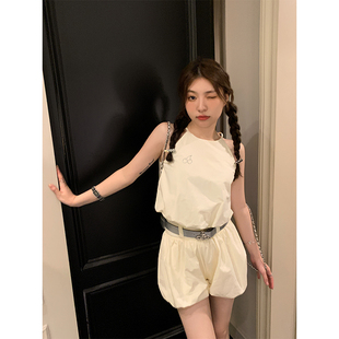 CHIYIYI《夏日千金》时尚休闲蓬蓬吊带背心套装女2023夏季