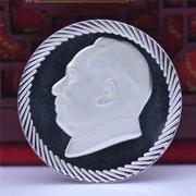 毛主席胸章胸针徽章99纯银红色年代经典毛泽东头像纪念章足银像章