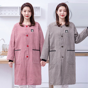 韩版棉布罩衣家用厨房，做饭长袖围裙加肥正穿大褂防污带袖工作服女