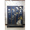新中式蓝色手绘美式乡村实木，餐边柜衣柜4门鞋柜，欧式玄关柜子