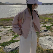 韩版轻薄立领工装防晒衣女2024短款夏季小个子宽松防晒服外套