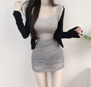辛子韩国东大门网纱蕾丝包臀短裙性感弹力，显身材半身裙