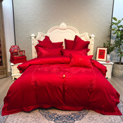 十件套结婚床品红色六件套，棉新婚庆四件套，龙凤刺绣全贡缎