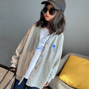 女童春装韩款上衣，2024中大童时髦洋气长袖，开衫休闲棒球外套潮