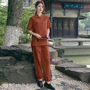 夏秋棉麻瑜伽服套装女宽松居士打坐禅修服工厂