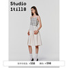 studio1till8|米色拼接面料，防水拒油百褶吊带裙连衣裙