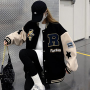 初春美式棒球服外套女2023年韩版小众设计感宽松高街休闲夹克
