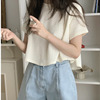 不规则t恤女夏2024年韩版宽松半袖体恤衫小清新短款别致上衣