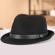 礼帽英伦复古羊毛帽子男女法式爵士帽，高端毛呢帽(毛，呢帽)时尚爸爸卷沿毡帽