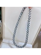  铂金灰珍珠项链 优雅高级配色 9-12mm 正圆极强光 送妈妈