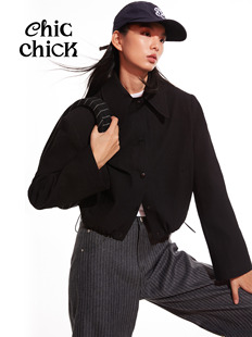 chicchick时髦小鸡vol14超质感条纹肌理，中性短款廓形夹克外套