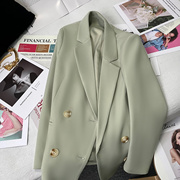 小清新薄荷绿西装外套，女2022年春秋韩版时尚，气质双排扣高级感西服