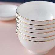 松发陶瓷纯白金边饭碗米饭碗装泡面碗盘子平盘子大汤碗碗单个餐具