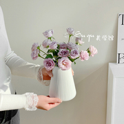 简约白色陶瓷花瓶现代客厅插花摆件餐桌水养鲜花玫瑰郁金香奶油风
