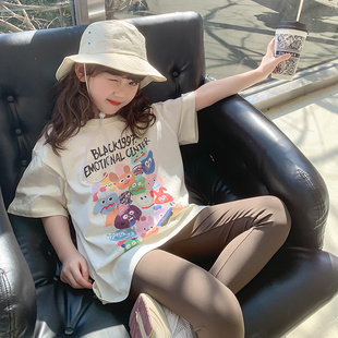 女童短袖夏装t恤2024韩版洋气儿童小女孩体恤上衣夏季打底衫