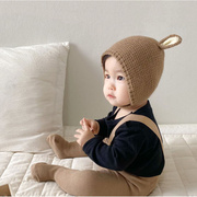 婴儿帽子秋冬款新生婴幼儿护耳帽，纯棉可爱保暖男女宝宝针织毛线帽