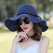 帽子女夏季小清新草帽遮阳帽，防晒太阳帽可折叠百搭大沿沙滩帽凉帽