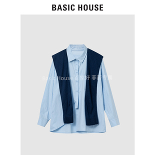 Basic House/百家好2023春季韩版披肩多色衬衫女B0143B53562