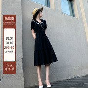 赫本法式小众雪纺长裙女夏季2024长款收腰显瘦气质黑色连衣裙