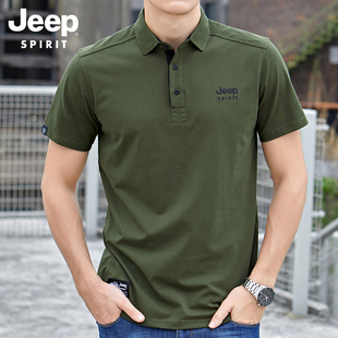 jeep吉普翻领t恤polo衫男士，短袖英伦雅痞风，纯棉高端休闲上衣夏季