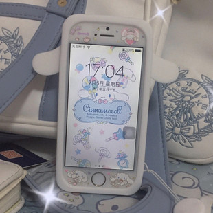 少女心玉桂狗适用5se苹果7p手机壳，iphone8卡通4s硅胶大耳狗保护套