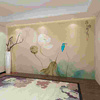 现代中式水墨荷花墙布，壁布电视背景壁纸卧室，客厅墙纸荷塘月色壁画