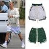 Colorblock Lace-Up Zip Pocket Shorts夏季拼色系带拉链口袋短裤