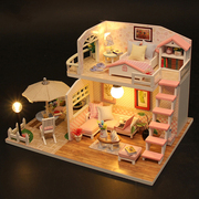 婴儿玩具有声会动diy小屋，梦想小阁手工，制作玩具拼装模型别墅房子