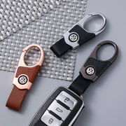 创意汽车钥匙扣适用于大众奥迪宝马车标锁匙链真皮挂件圈环防丢男
