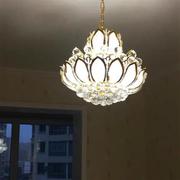 欧式水晶吊灯圆形金色，客厅灯餐厅灯楼梯，玄关过道灯具莲花佛堂