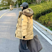 冬季工装羽绒棉服女韩系，宽松设计感情侣，小个子加厚冲锋衣外套