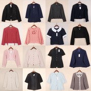 日本制vintage古着圆领纯色，短外套女式长袖泡泡袖v领西装秋季
