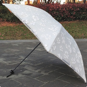 女黑胶双层蕾丝超轻碳纤维三折防紫外线遮阳防晒太阳伞晴雨伞复古