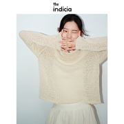indicia标记春季品质女装镂空针织衫网孔洋气上衣女