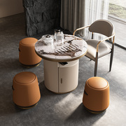 轻奢岩板阳台茶桌椅组合家用茶盘一体茶桌小型现代简约泡茶桌茶台