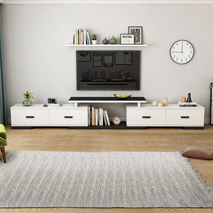 可伸缩电视柜北欧实用小户型简欧实木电视柜现代简约客厅组合柜子