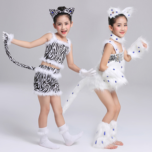 儿童小猫演出服波斯猫学猫叫舞台表演服装幼儿园动物可爱花猫舞蹈