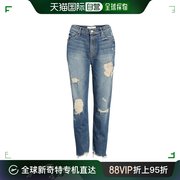 香港直邮motherdenim蓝色做旧破洞磨破时尚直身牛仔裤女款1174