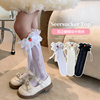 洛丽塔公主裙女童袜子，花边袜蕾丝萝莉儿童，袜子白色小腿袜中筒网袜