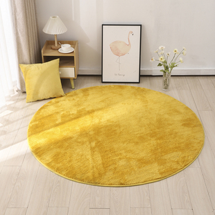 家用金黄色圆形地毯卧室防滑脚垫，客厅吸水地垫，可以机洗水洗可定制